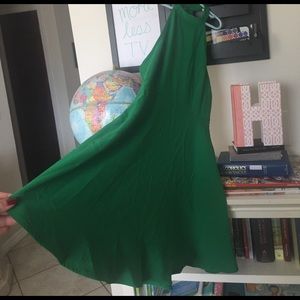 Green high neck dress