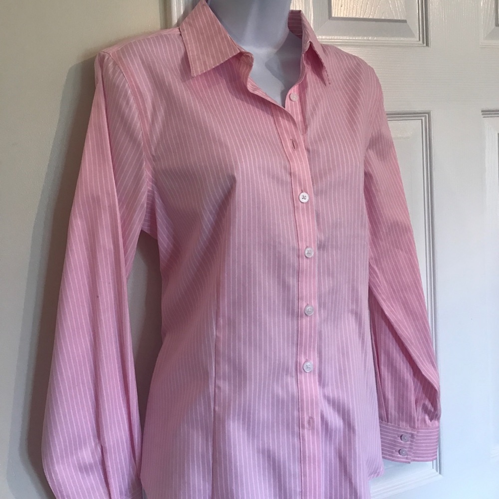 NWT Ellen Tracy pink striped button down