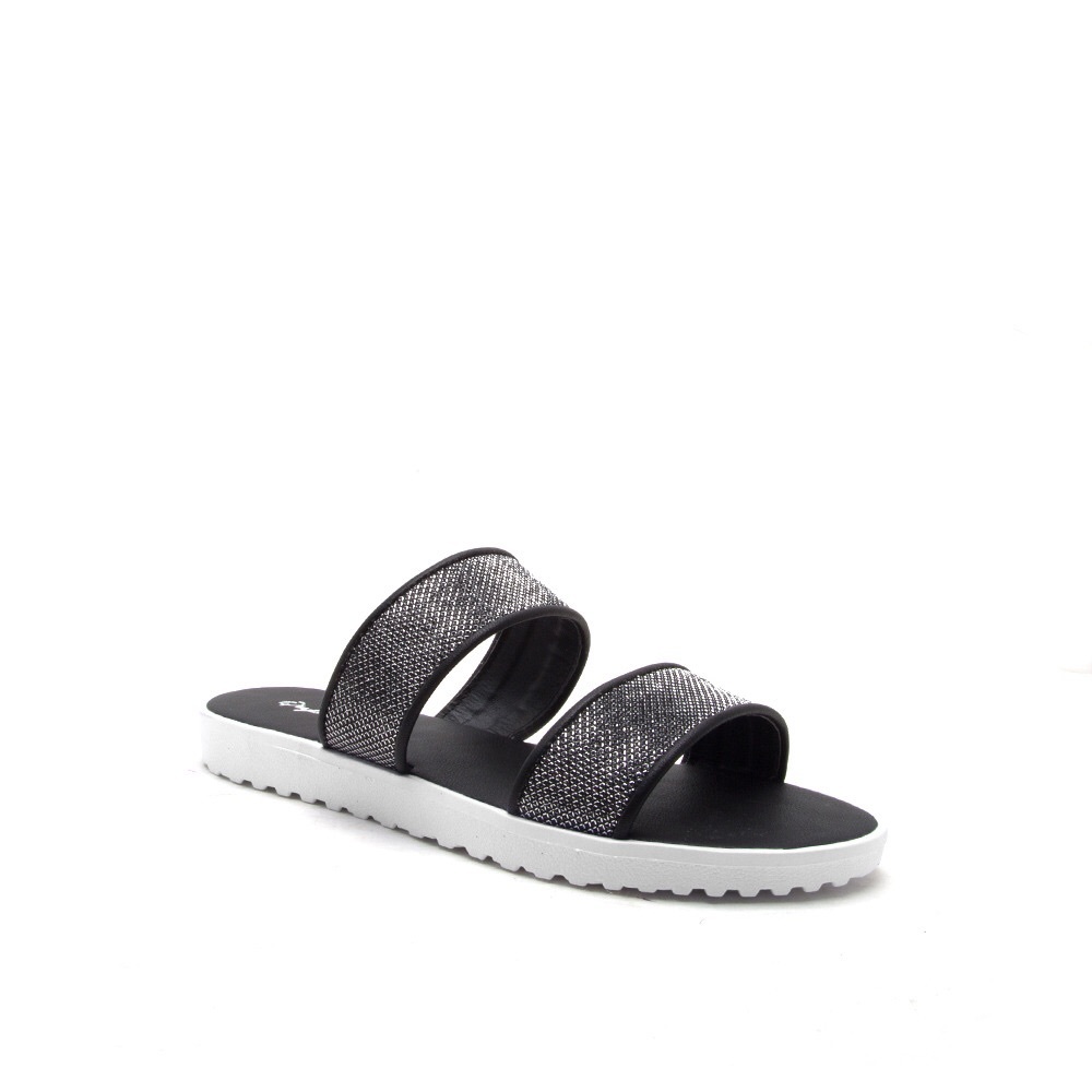 SUPER CUTE Metallic black slide in slippers!