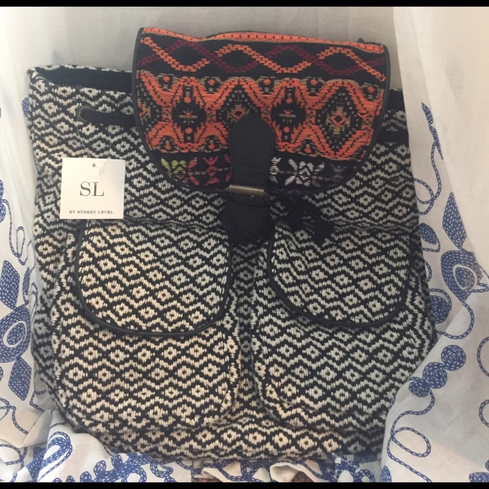 Street Level Tribal Print B&W Backpack