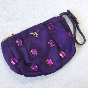 Prada Gem Tessuto Pietre Purple Wristlet BRAND NEW