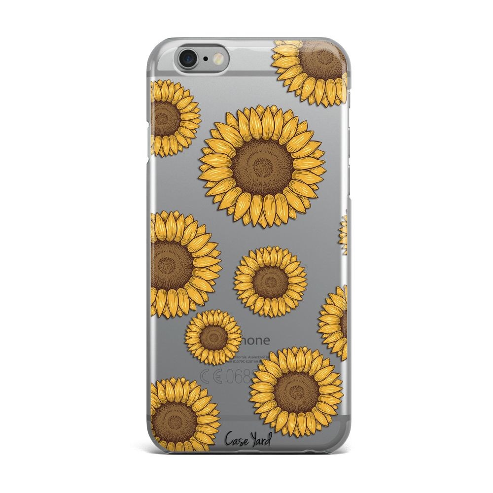 NEW CLEAR PLASTIC IPHONE CASE W SUNFLOWER DESIGN