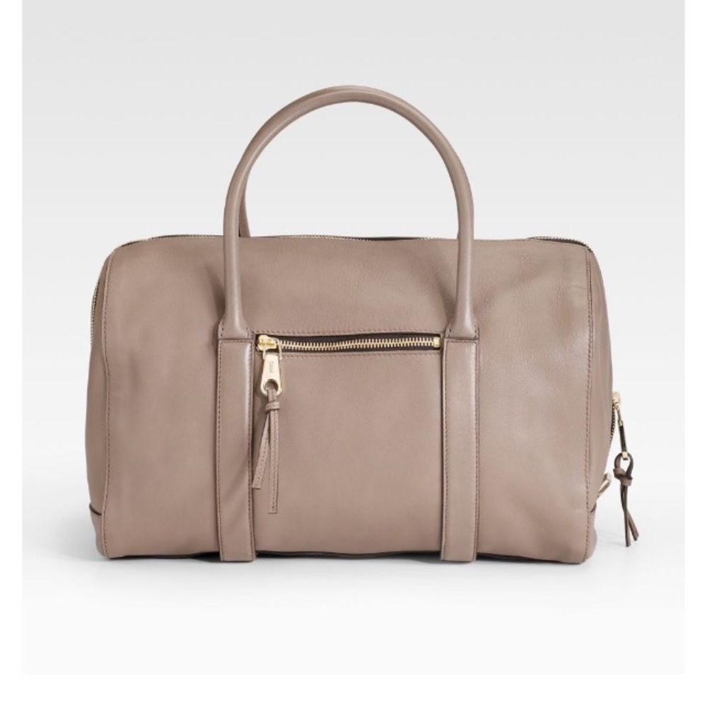 Chloe taupe duffel bag. Dust cover included