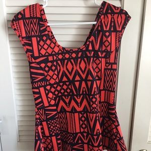 Navy & Coral Peplum Blouse