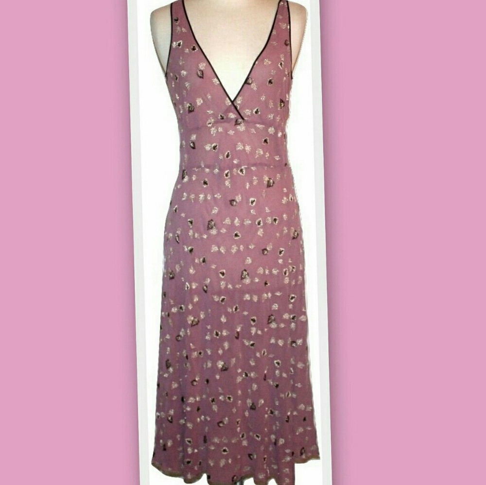 ■SOLD■ Rebecca Taylor Mauve Embroidered Slip Dress - Picture 1 of 6
