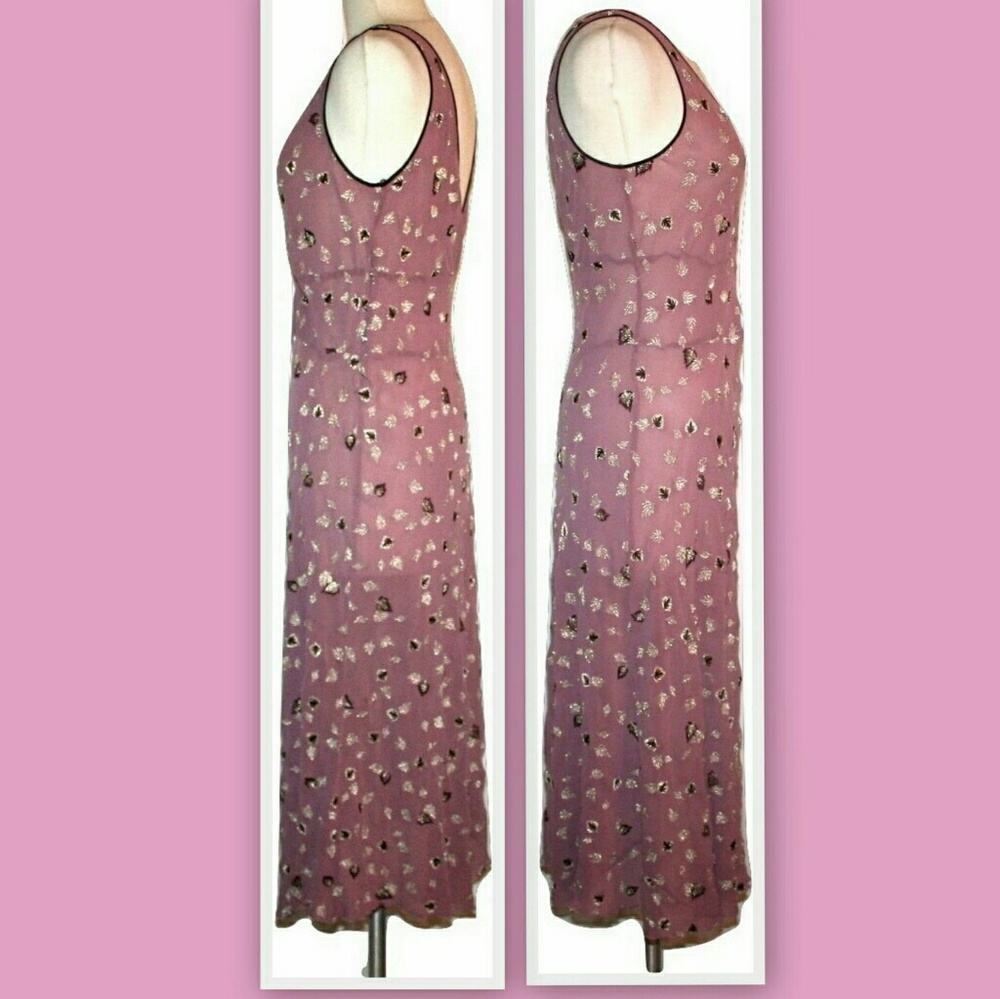 ■SOLD■ Rebecca Taylor Mauve Embroidered Slip Dress - Picture 2 of 6