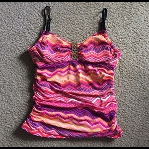 a.n.a. Striped Tankini Top Sz. 10