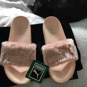 Rihanna Fur Slide Sandals Slippers Fenty Puma Pink