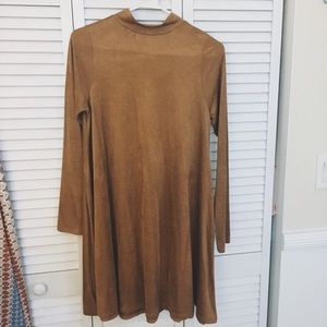 Suede long sleeve dress