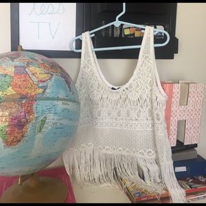 Lace fringe mini top