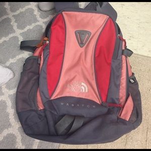 Pink North Face backpack