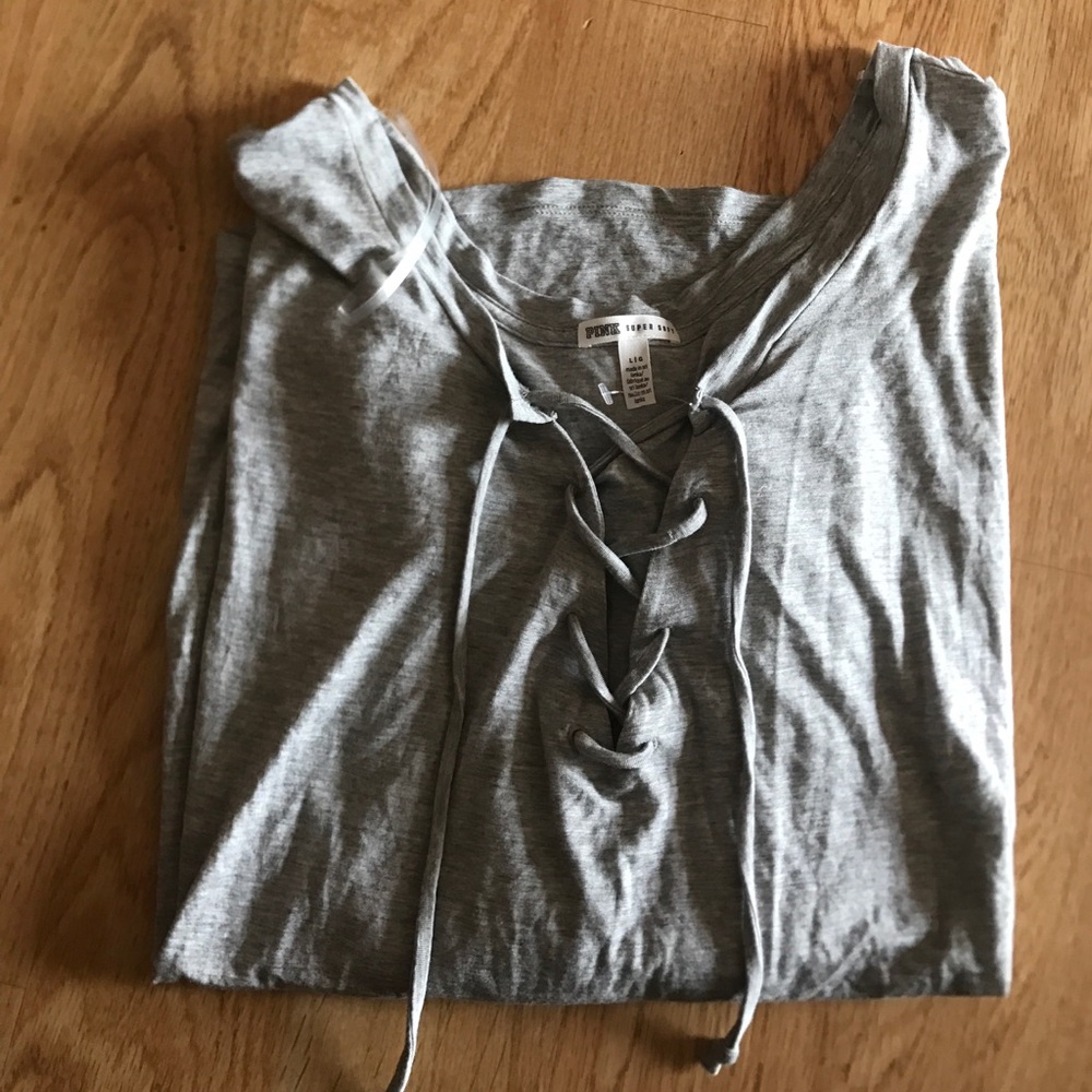 Victoria's Secret pink large lace up shirt
