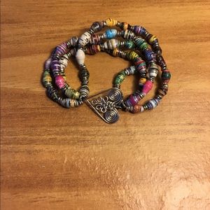 Bracelet with heart and handmade beads