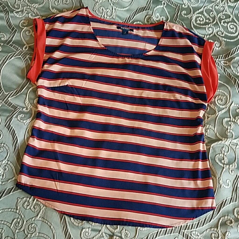 Old Navy Pink and Blue Striped Top