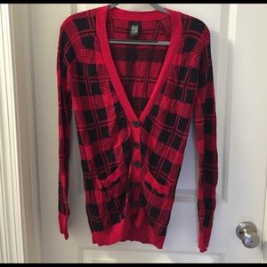 Black and red cardigan