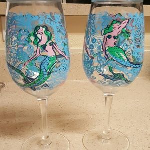 Lily Pulitzer Mermaid wine glasses