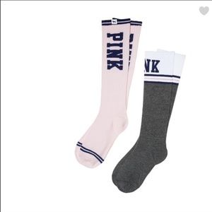 thumbnail interactive-video image 1 of Victoria's Secret PINK Jet Black Knee-High Socks – NWOT, One Size, Opaque Cotton 1 of 4