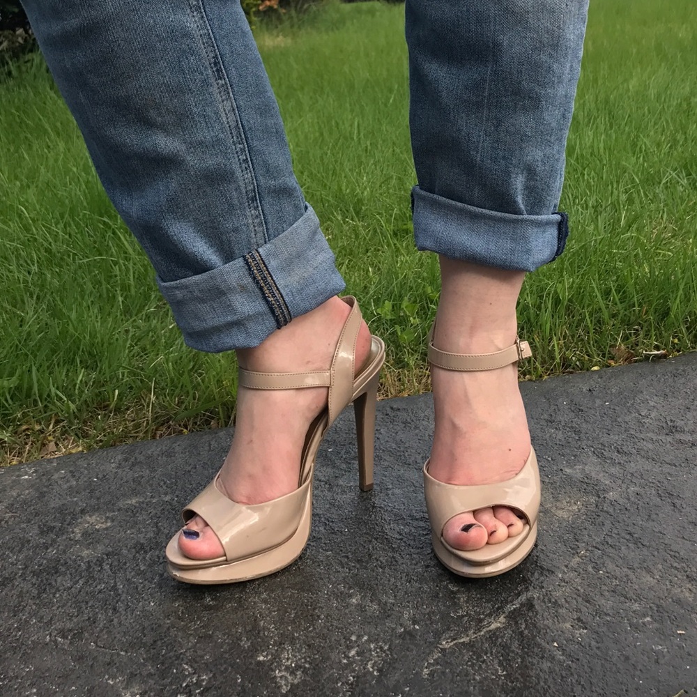 Strappy heels -- faux leather