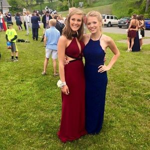 Flattering burgundy prom dress!