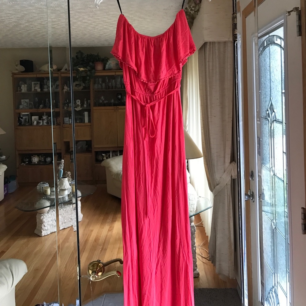 Bright coral/pink maxi dress