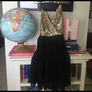 Sequence gold and black dress