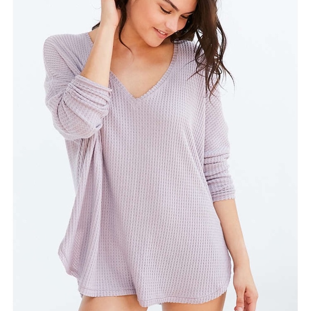 Cozy thermal oversized v neck top