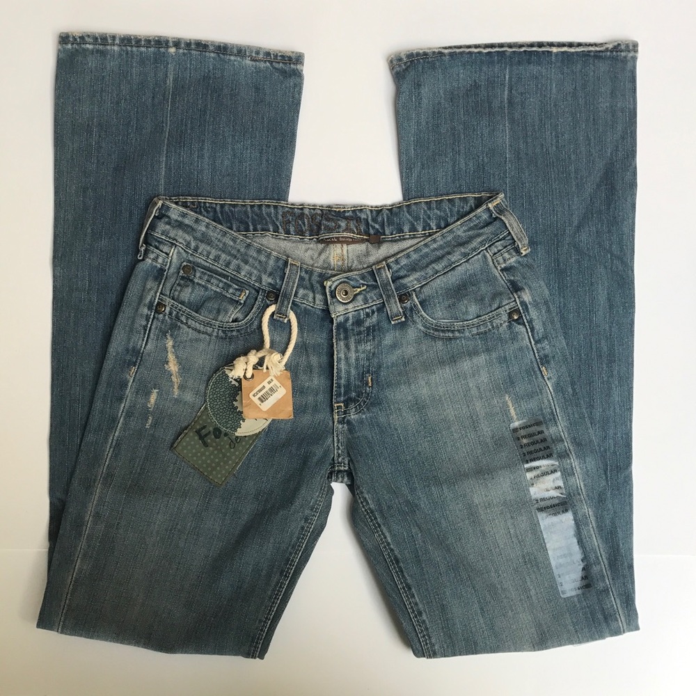 FOSSIL Smith Low Rise Flare Blue Cotton Jeans 2R