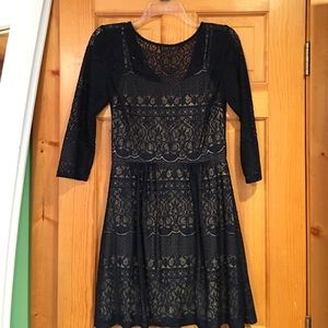 3/4 Sleeve Dark Blue Lace Dress. Size 11/12