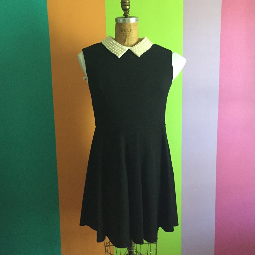 Betsy Johnson black dress size14 party pearls