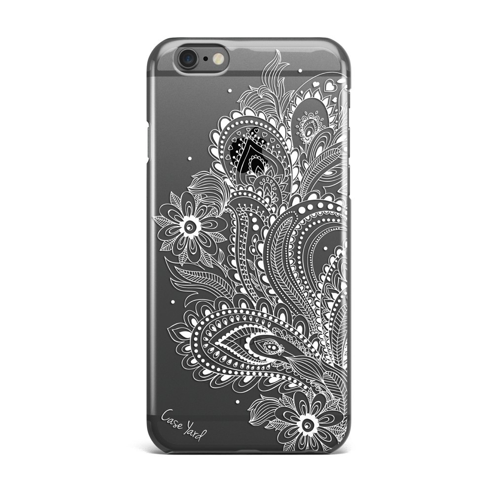 NEW PLASTIC IPHONE CASE W WHITE PAISLEY FLOWER