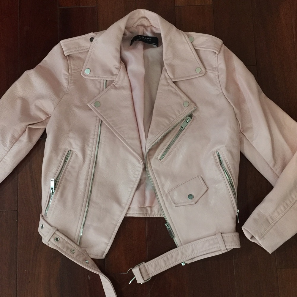 Zara light pink biker jacket XS