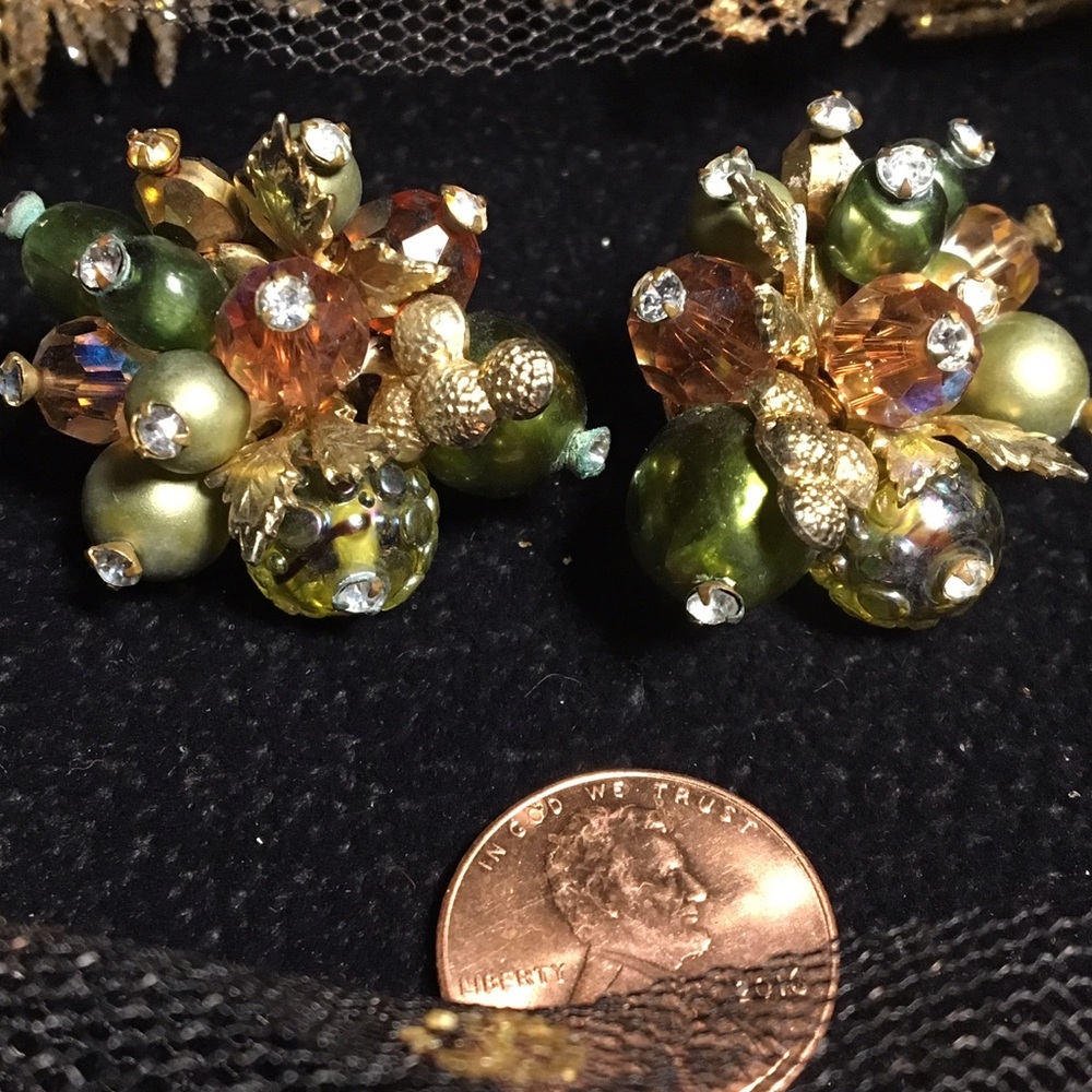 Vintage 1950s Cluster Clip & Screw Earrings