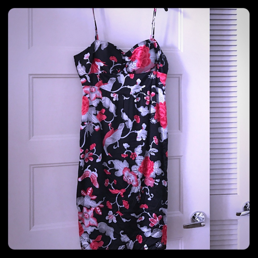 Japanese Print Silk Cocktail Dress