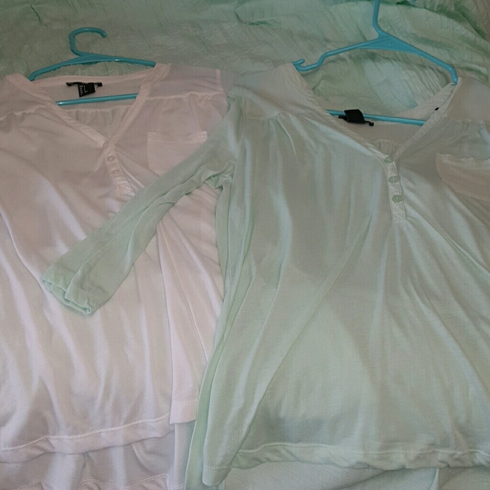 2 H&M Cropped Sleeve Button up Tops