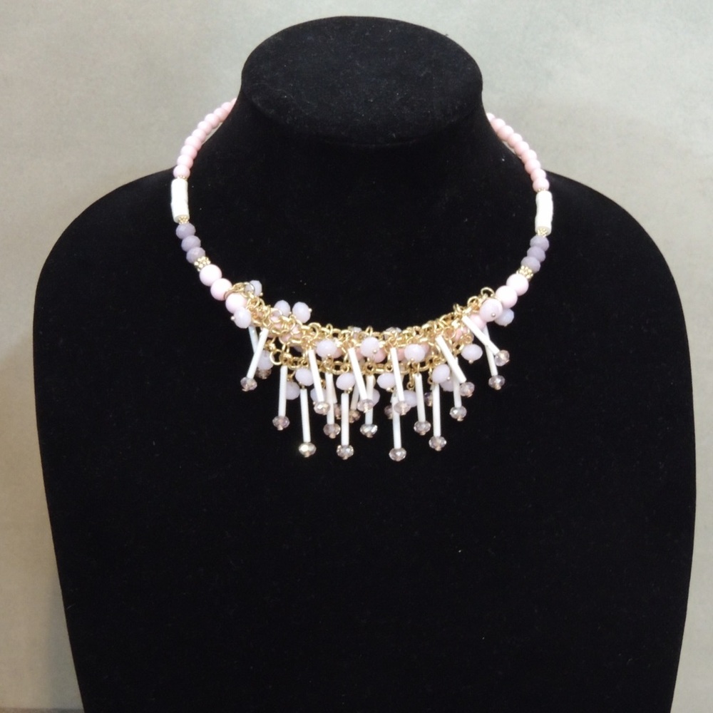 Trendy Purple Bead Choker Necklace Earring Set
