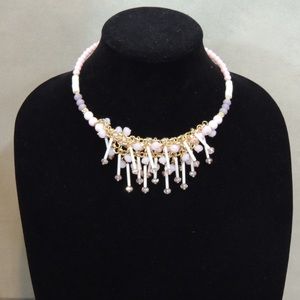 Trendy Purple Bead Choker Necklace Earring Set