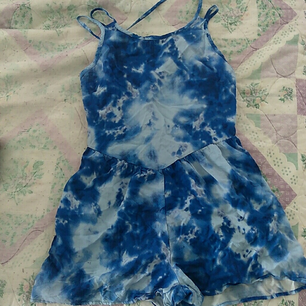Blue tie dye romper
