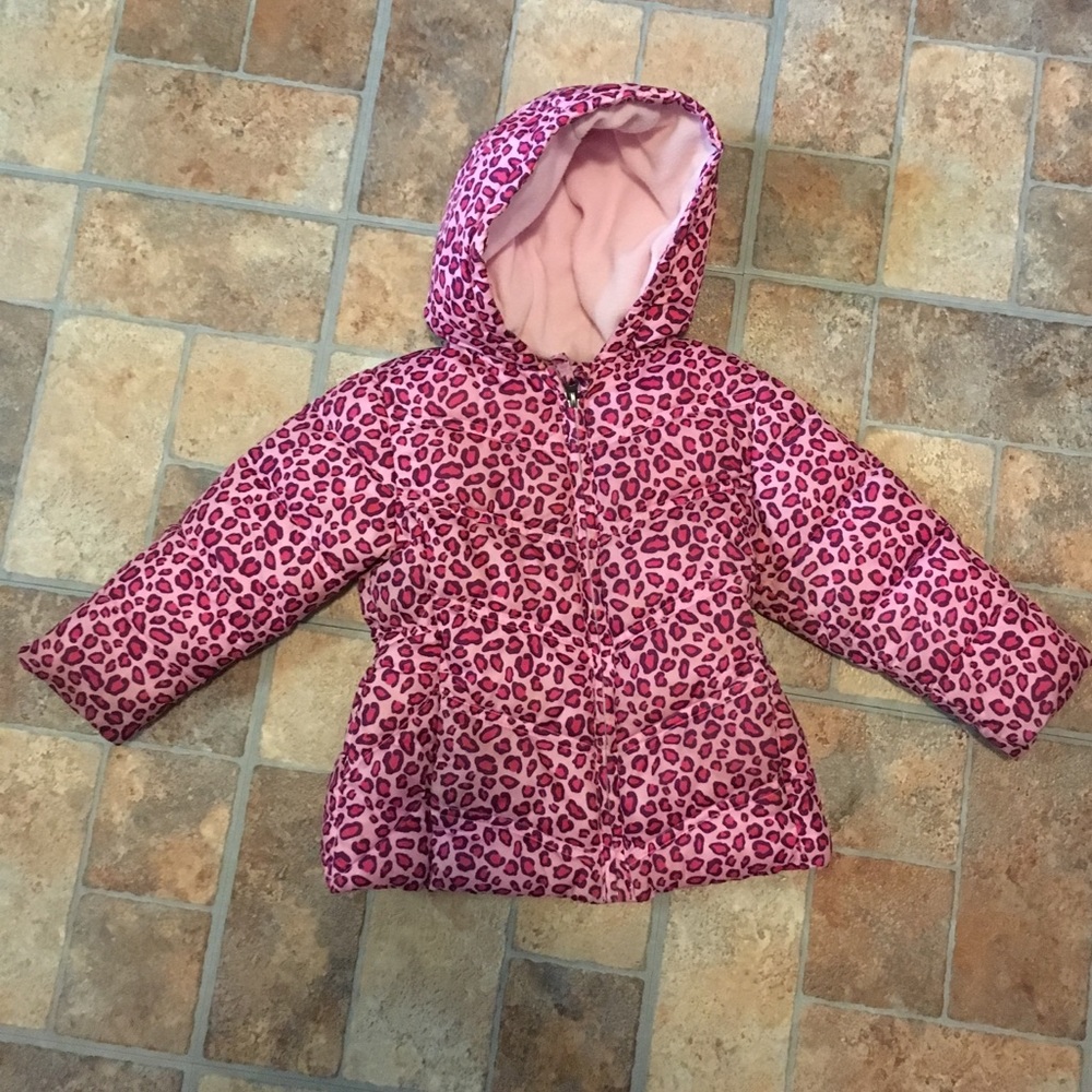 Child's healthtex pink cheetah puffer jacket girls