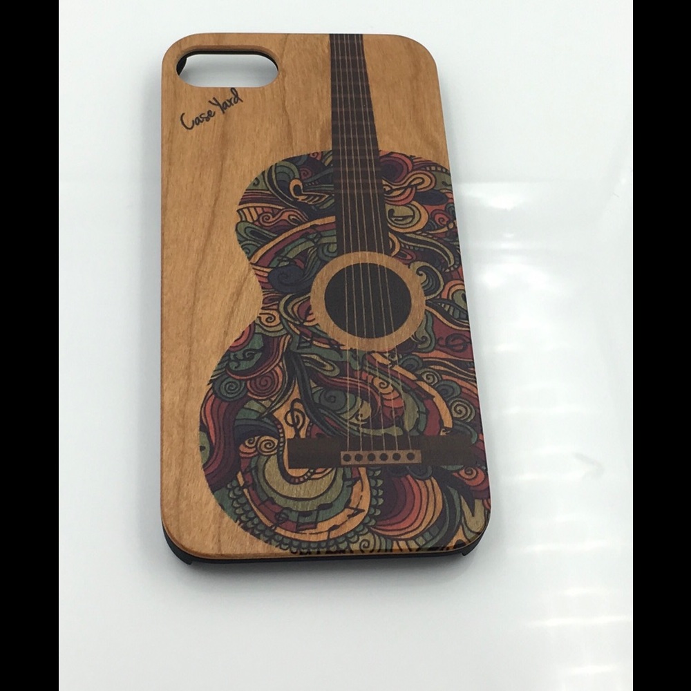 NEW CHERRY WOOD IPHONE CASE WITH GUITAR DESIGN