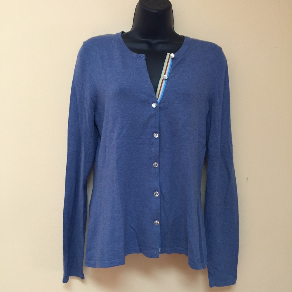 J. MCLAUGHLIN Blue Crystal Button Down Cardigan