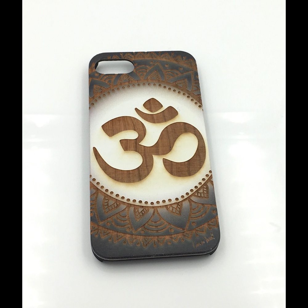 NEW CHERRY WOOD IPHONE CASE W. VINTAGE OHM DESIGN