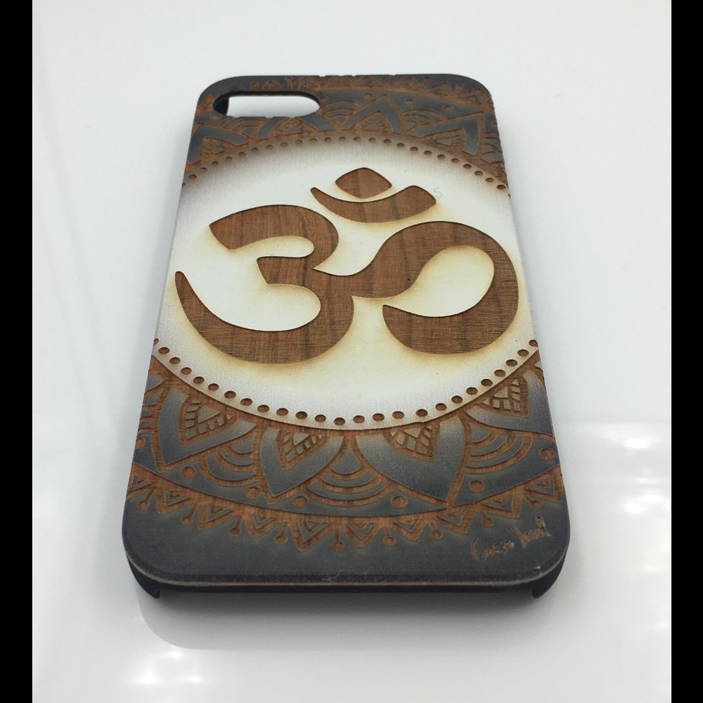 NEW CHERRY WOOD IPHONE CASE W. VINTAGE OHM DESIGN - Picture 2 of 2