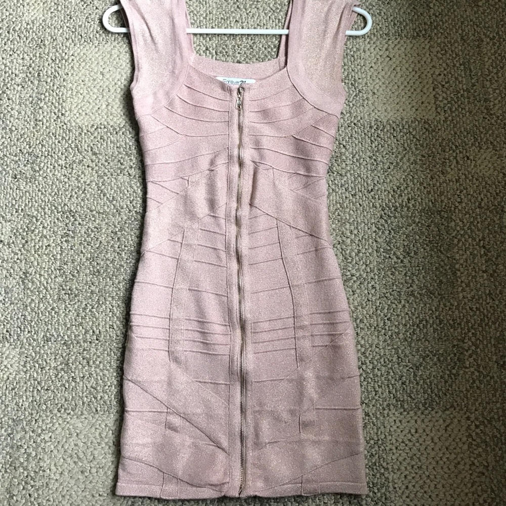 Forever 21 pink & gold bandage dress