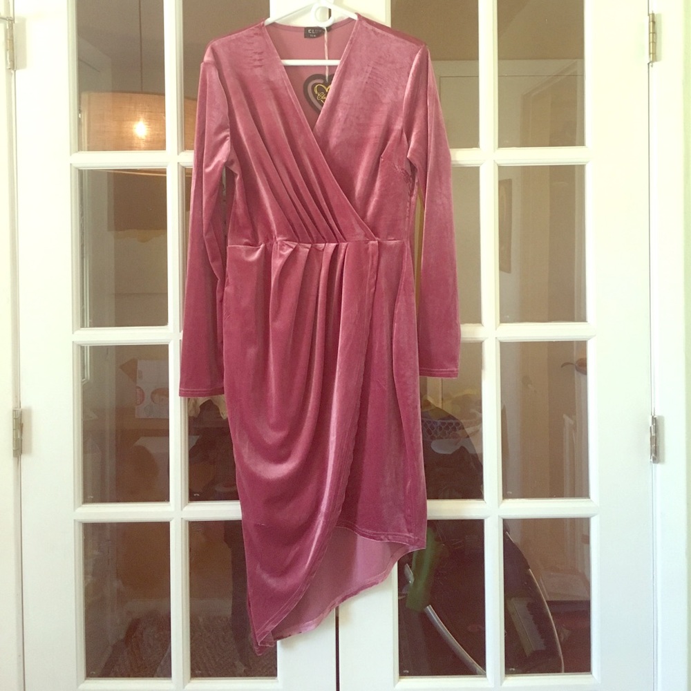 Pink Velvet Wrap Dress