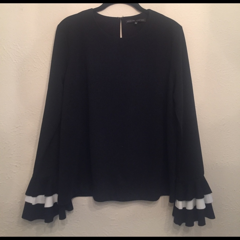 Black Ruffle Sleeve Sweater