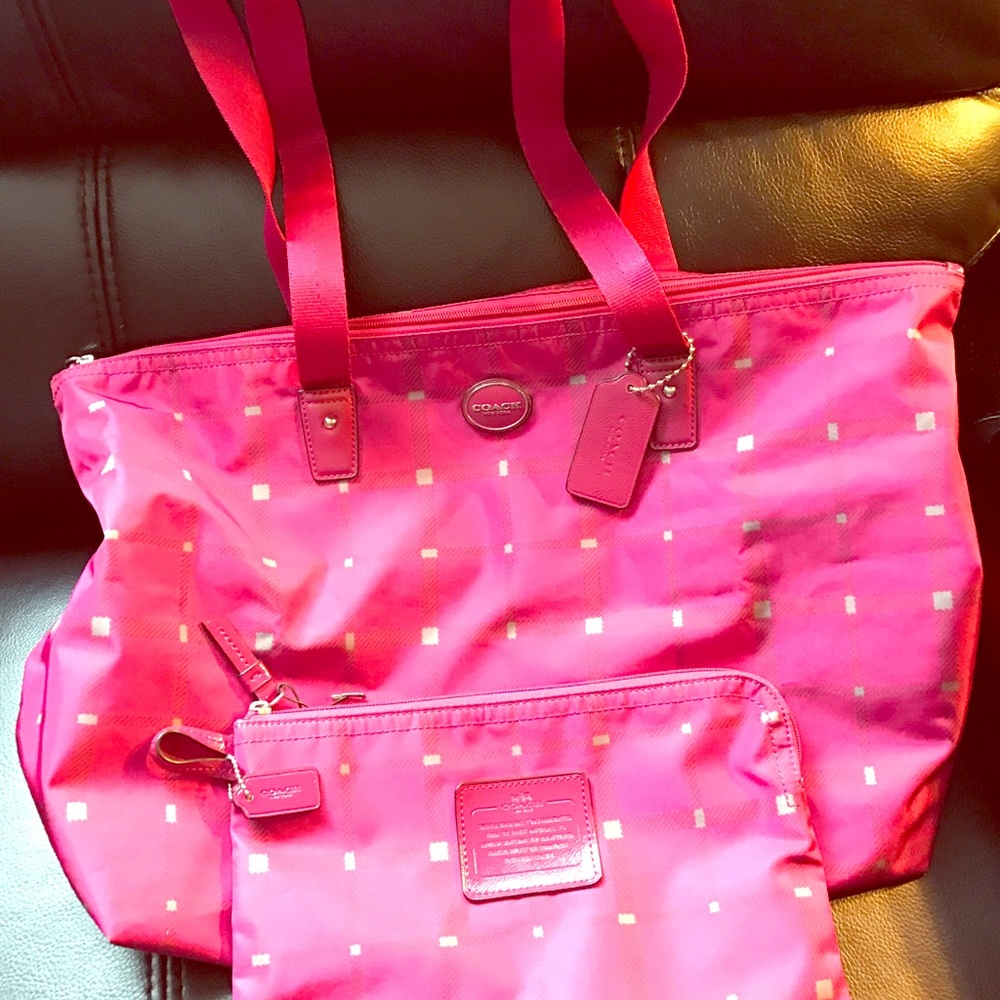 Pretty, pink Coach weekender