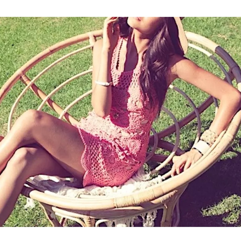 FLORAL DRESS Crochet Sunflower Eyelet Fitted Mini