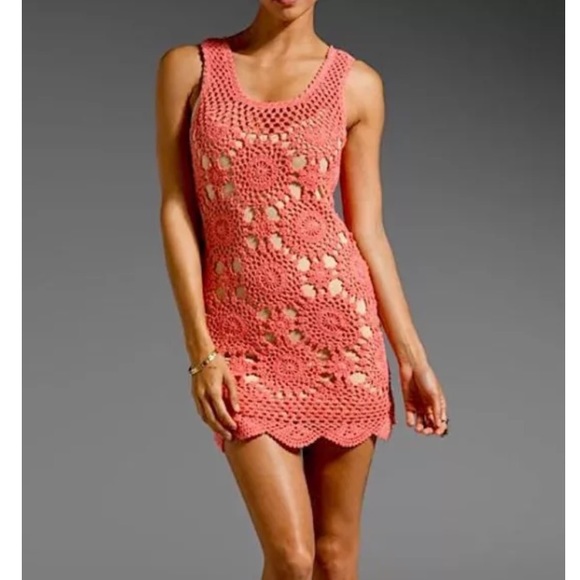 FLORAL DRESS Crochet Sunflower Eyelet Fitted Mini - Picture 3 of 5