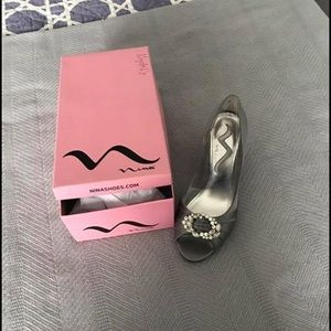 Nina formal wedges. Like new. Pewter color.