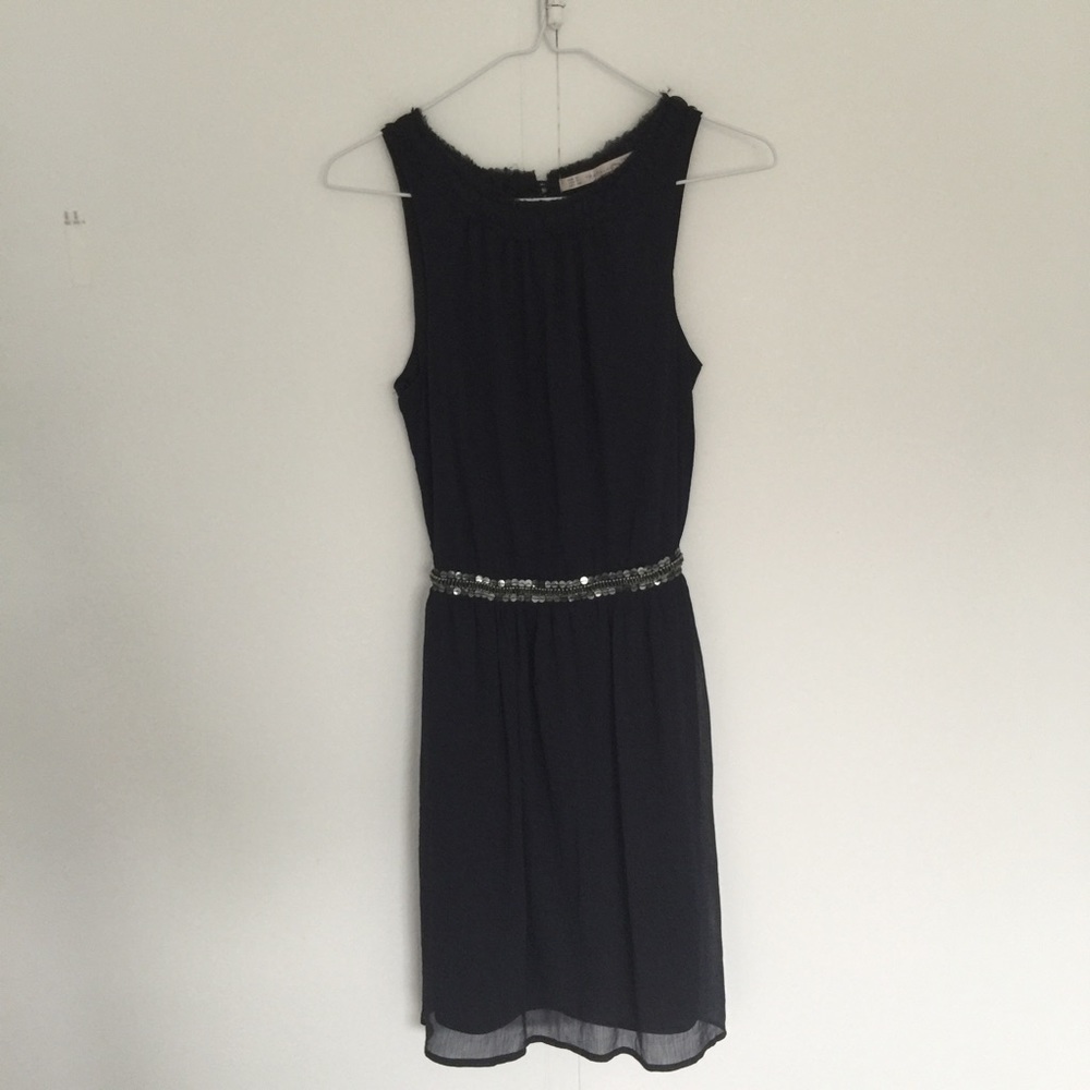 Zara Navy cinched waist sequin dress